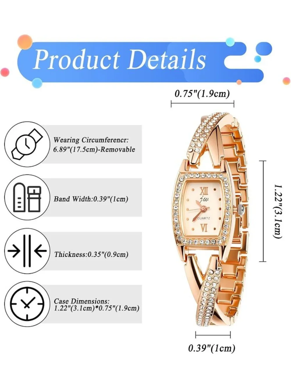 Women's Rose Gold Rhinestone Bling Iced Out Bracelet Stainless Steel Band Watch